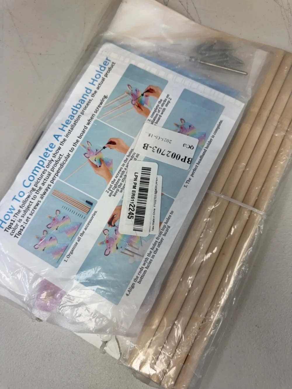 Unicorn Wooden Headband Holder Kit in Natural Beige with rods diy project new